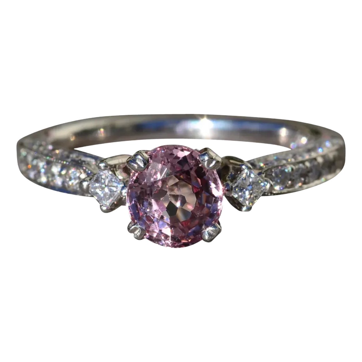 The Escondido: Natural Pink Sapphire and Diamond Engagement Ring | Chairish