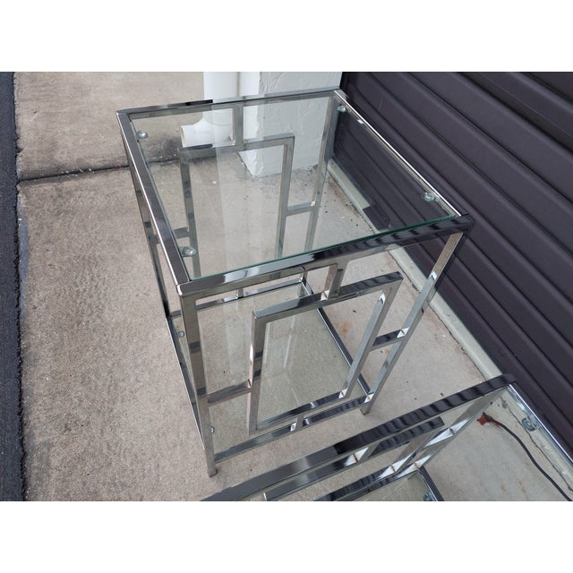 1970s Mid Century / Hollywood Regency Coffee Table and 1 Matching End Table Glass Top - Set of 2 For Sale - Image 12 of 12