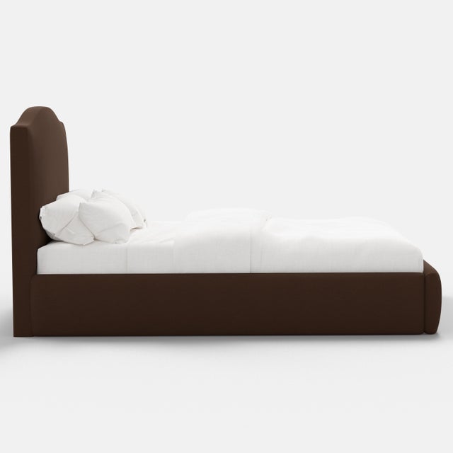 Not Yet Made - Made To Order Camille Chocolate Linen Blend Platform Bed, California King For Sale - Image 5 of 7