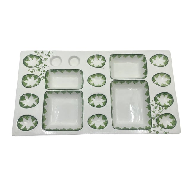 Italian Hand Painted Ivy Leaf Egg / Appetizer Serving Platter For Sale - Image 13 of 13