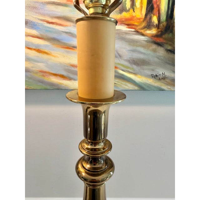 1970s Heavy Vintage 27” Polished Brass Baluster Table Lamps - a Pair For Sale - Image 4 of 12