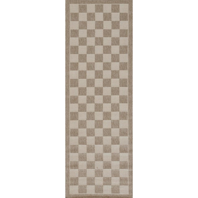 Erin Gates by Momeni Saybrook Check Grey Indoor/Outdoor Area Rug 2'7" X 7'6" Runner For Sale - Image 11 of 12