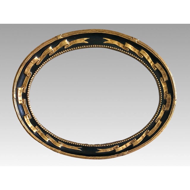 English Friedman Brothers Traditional Gold & Black Regency Ebonised Oval Wall Mirror, Decorative Arts Inc For Sale - Image 3 of 12
