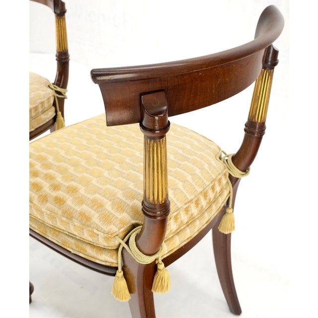 Smith & Watson Single Pedestal One Leaf Oval Banded Dining Table 8 Regency Chairs Set MINT! For Sale - Image 4 of 18