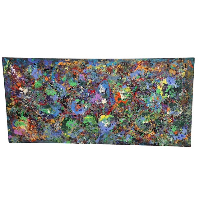 Postmodern Large Abstract Acrylic Painting in the Style of Jackson Pollock For Sale - Image 3 of 5