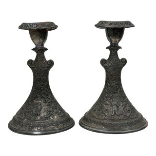 Late 20th Century Derby Silver Company Candle Holders - a Pair For Sale