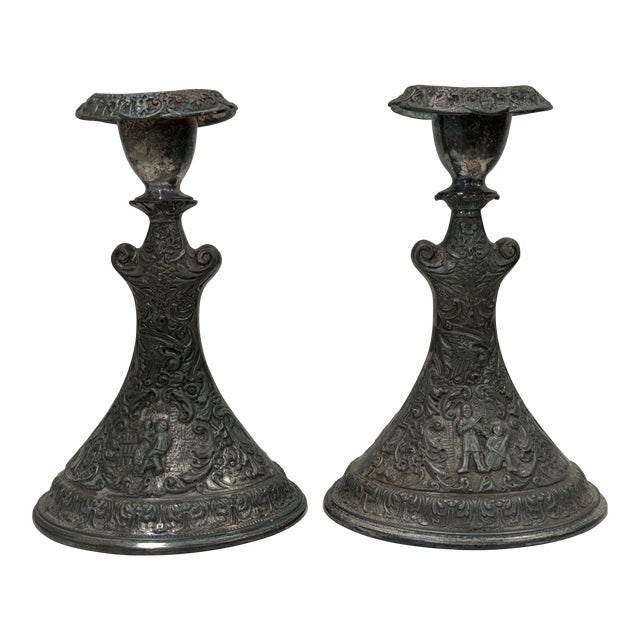 Late 20th Century Derby Silver Company Candle Holders - a Pair For Sale