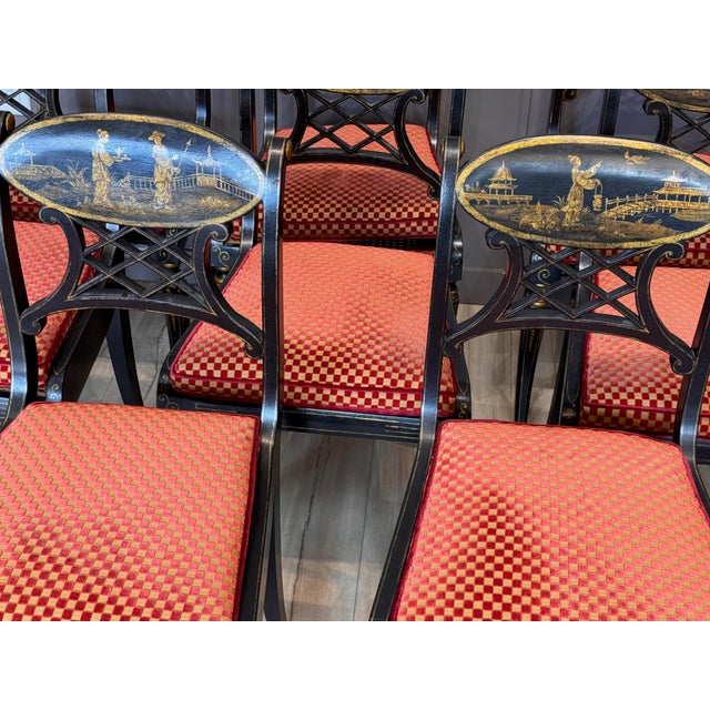 Late 20th Century Set of Eight Regency Style Dining Chairs by John Rosselli & Assoc. For Sale - Image 5 of 16