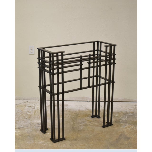 Minimalist Industrial Steel Entry Table With Mirror For Sale - Image 4 of 10