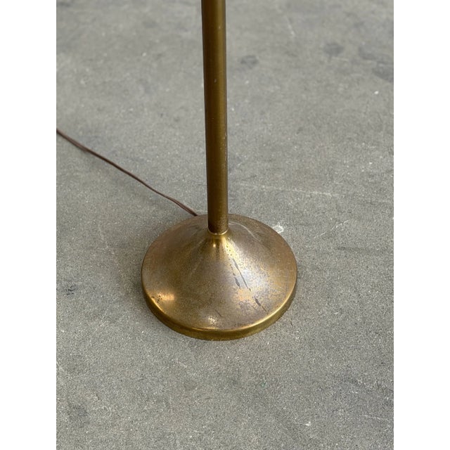 Metal Vintage Brass Torchiere Floor Lamp For Sale - Image 7 of 8