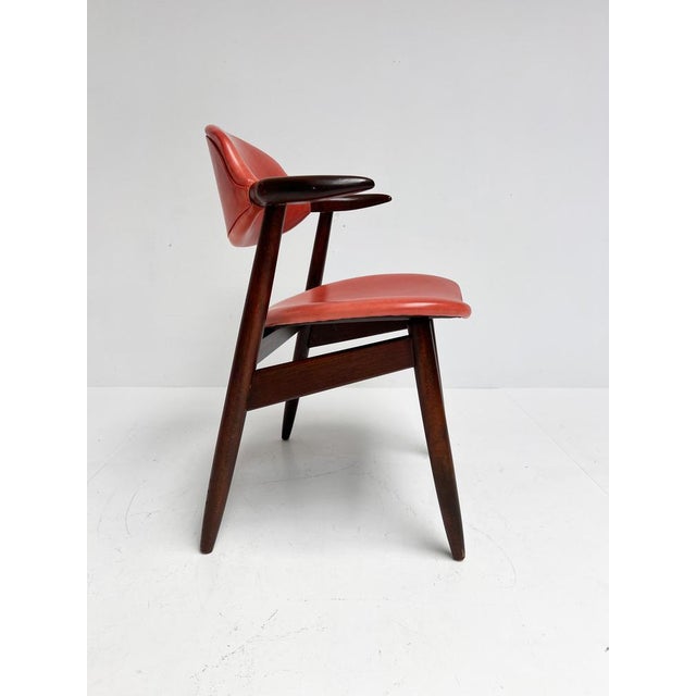 Red Colored Leather Cowhorn Chair, 1970s For Sale - Image 6 of 16