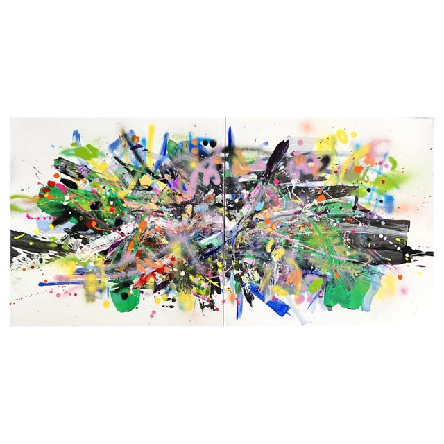 Maria Esmar, Larger Than Life, Mixed Media on Canvas Paintings, Set of 2 For Sale