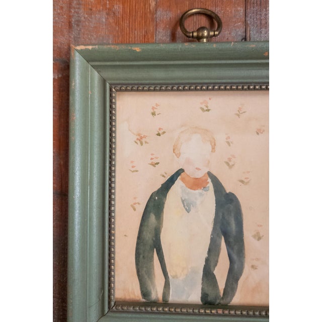 Early 19th Century 19th Century American Folk Art Watercolor Portrait of a Gentleman For Sale - Image 5 of 10