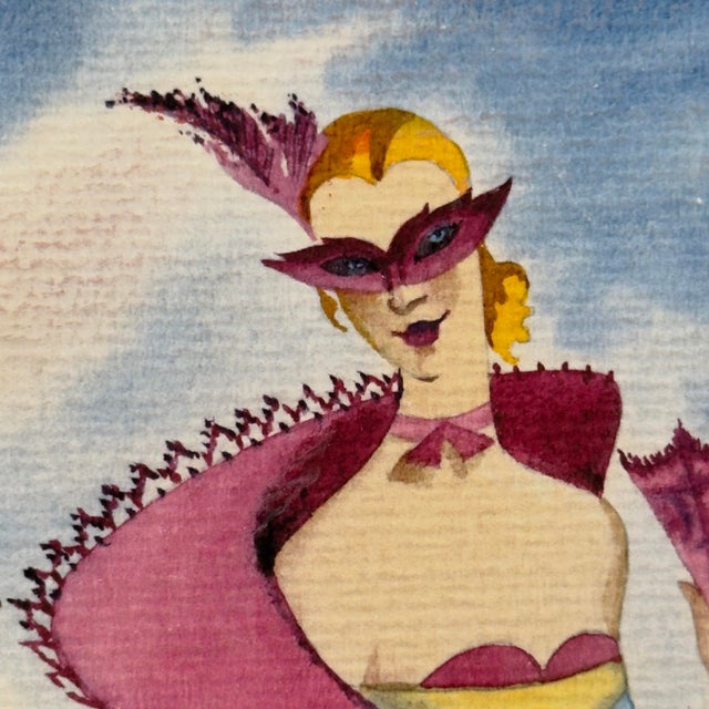 Figurative Original Watercolor Painting Venice Carnival St. Mark’s Square Italy For Sale - Image 3 of 12