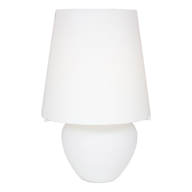White Glass Table Lamp from Punto Luce, Murano, Italy, 1990s For Sale