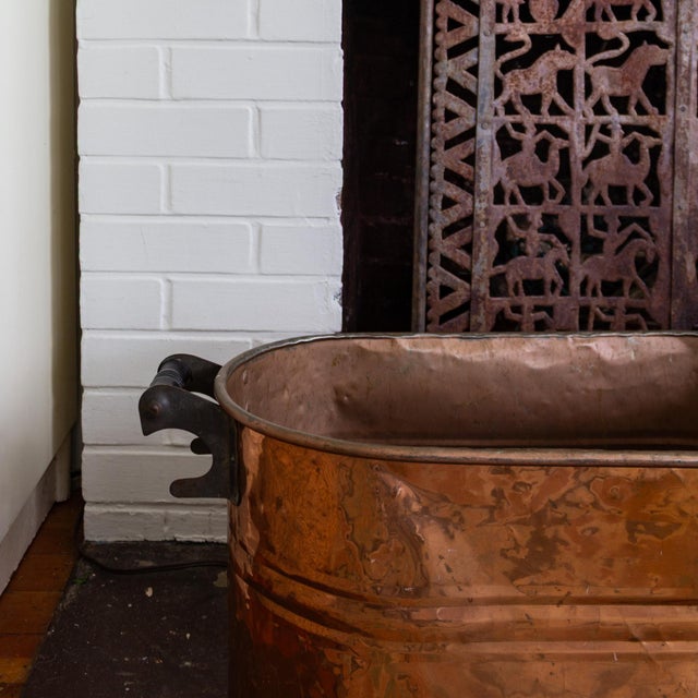 Antique Copper Boiler or Washtub for Planter Beverage Cooler or Firewood Holder For Sale - Image 16 of 17