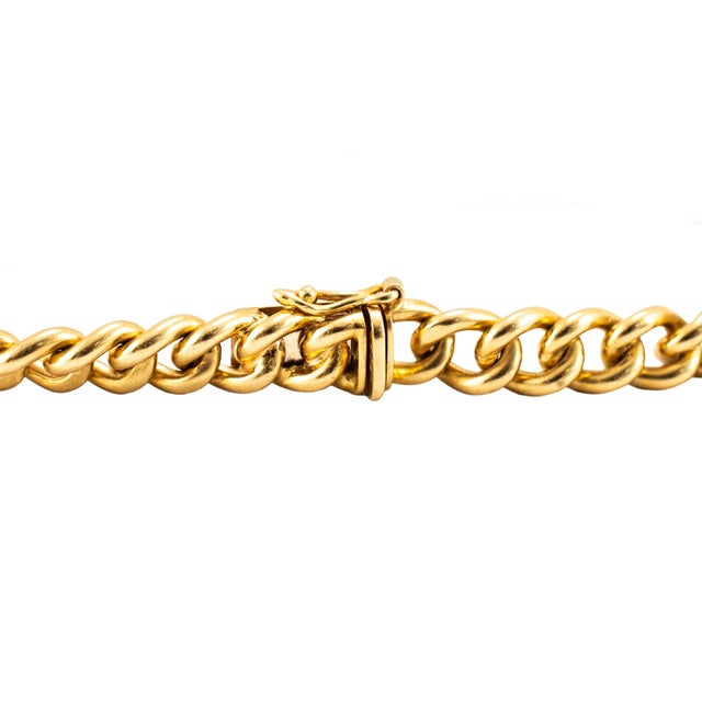 Vintage 18k Yellow Gold Emerald Diamond Graduated Articulated Curb Link Bracelet For Sale - Image 4 of 7