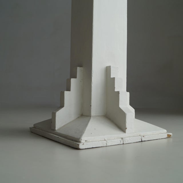 Tall Amsterdam School Pedestal in White Paint, 1920s For Sale - Image 10 of 16