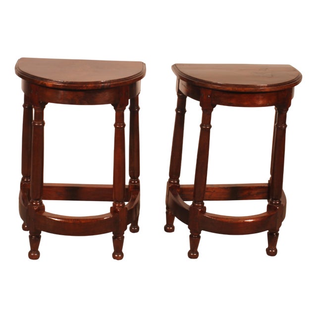 Louis XIII Style Bedside Tables in Walnut, Set of 2 For Sale