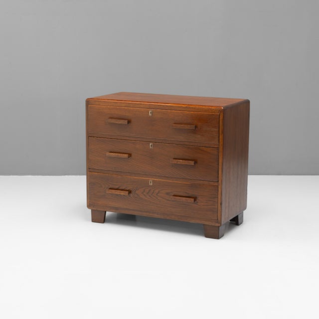Brown Art Deco Style Oak Chest, 1950 For Sale - Image 8 of 8