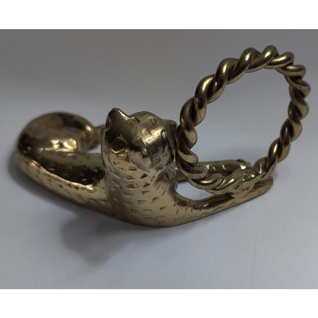 Vintage Ornate Brass Reclining Jaguar Dinner Napkin Holders ~ Set of 12 For Sale - Image 4 of 8