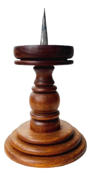 Vintage Hand-Turned Wooden Candlestick, 1960s