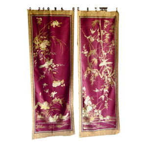 Pair of 19th Century Chinese Silk Embroideries With Birds