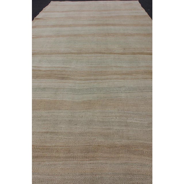 Striped Flat-Weave Vintage Turkish Kilim Wide Gallery Runner With Light Colors For Sale In Atlanta - Image 6 of 12