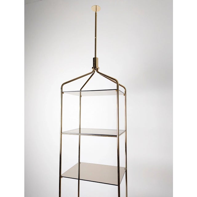 Mid-Century Tension Pole Shelving in Brass, 1960s For Sale - Image 6 of 7