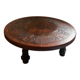 Leather and Wood Coffee Table by Angel Pazmiño, Ecuador, 1960s For Sale