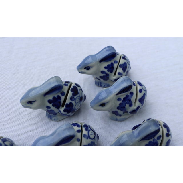 Figurative Vintage Delft Blue and White Bunny Rabbit Ceramic Place Card Holders-Set of 11 For Sale - Image 3 of 15