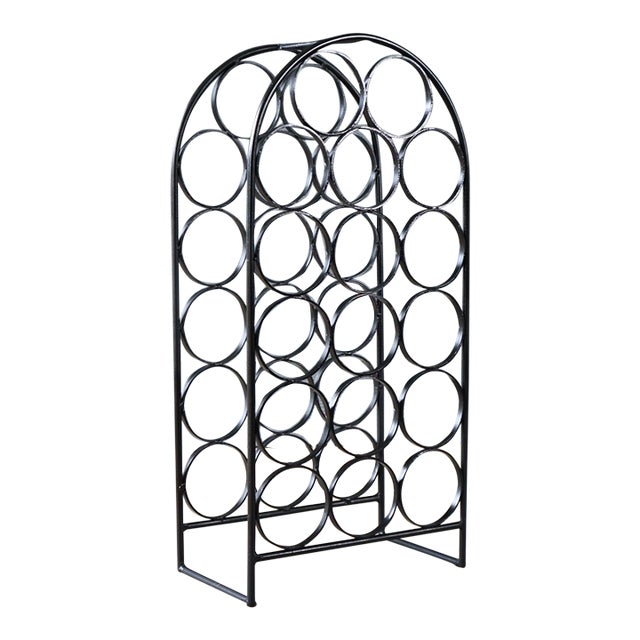 Mid Century Arthur Umanoff 17 Bottle Iron Wine Rack Holder Shaver Howard Modern Retro Atomic 60's Sculptural For Sale