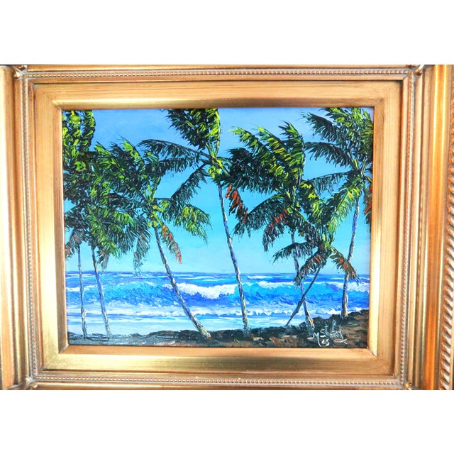Mark Stanford (American B. 1959 - ) - Sculpture in Oils. "Coconut Trees on the Beach" Signed Oil on Canvas With Coa - For Sale - Image 11 of 14