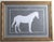 An elegant white horse silhouette in shades of gray with border. Minimalism, Abstract, Contemporary, Folk Art, English...