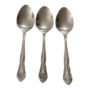 Mid 20th Century Stainless Steel Rogers Co. Dream Rose Soup Spoons- Set of 3