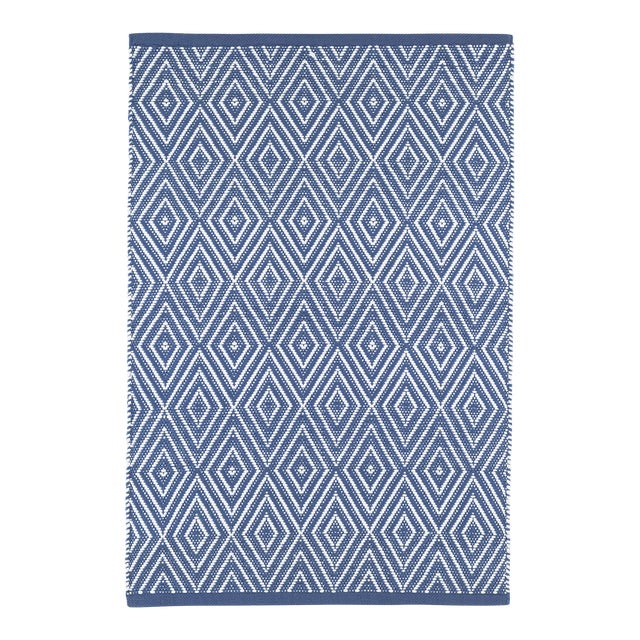Dash & Albert by Annie Selke Diamond Denim/White Indoor/Outdoor Rug, 7' 6" x 9' 6" For Sale