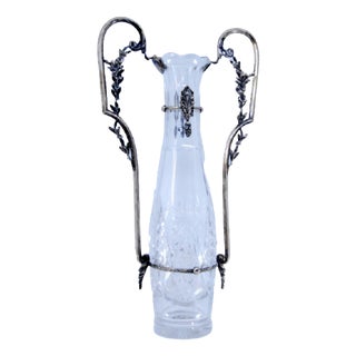 Cut Glass Jug with Silver Structure For Sale