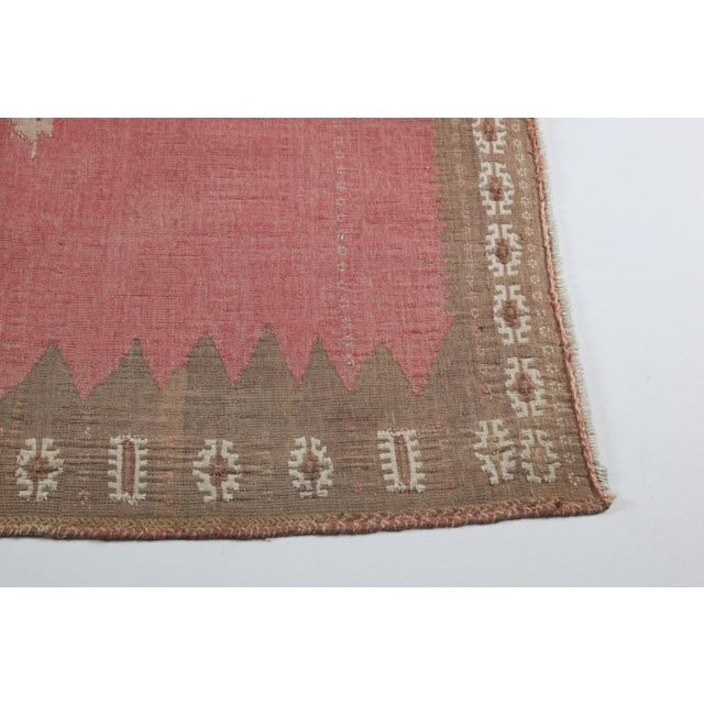 1940s Vintage Red Tones Old Sofrah Floor Kilim Rug For Sale In Tampa - Image 6 of 12