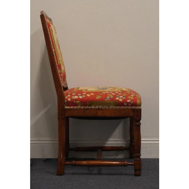 Textile Sterling Collection English Traditional Tudor Style Dining Side Chair W. Shepherdess Theme Upholstery For Sale - Image 7 of 9