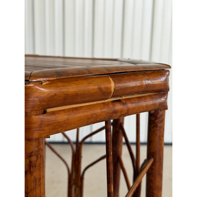 Coastal Vintage Coastal Bamboo Hexagonal Pedestal Plant Stand/Side Table For Sale - Image 3 of 12