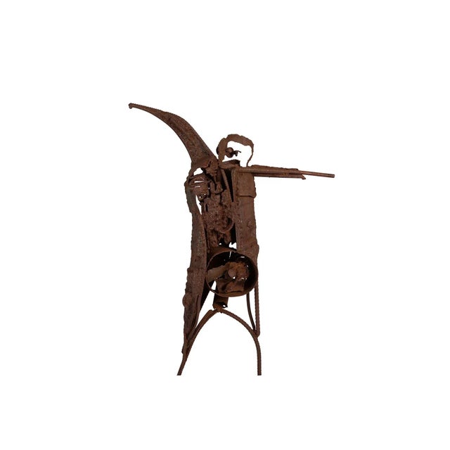 Known for her abstract expressionistic figures in both painting and sculpture, this large Brutalist patinated steel...