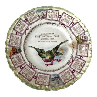 Antique 1909 Bird Calendar Plate For Sale