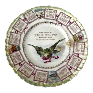 Antique 1909 Bird Calendar Plate