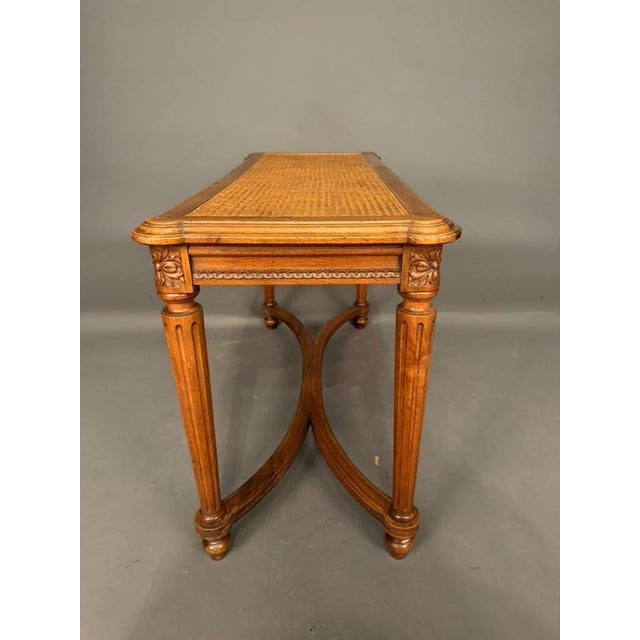 19th Century French Louis XVI Style Carved Walnut and Cane Bench, Circa 1880 For Sale - Image 9 of 13