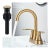 Brushed Gold Bathroom Sink Faucet 3 Holes 4in Centerset Vanity Mixer With Drain For Sale
