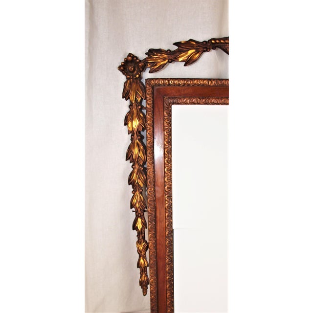 Antique Neo-Classical Wooden Mirror With Gold Gilt Urn Leaves and Lion For Sale - Image 4 of 8