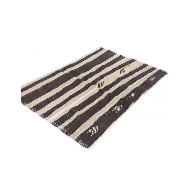 Mid-Century Modern Striped Vintage Turkish Kilim Rug - 3`7" X 5`1" For Sale - Image 3 of 6