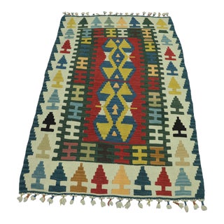 1970s Tribal Style Handmade Oushak Kilim Rug For Sale
