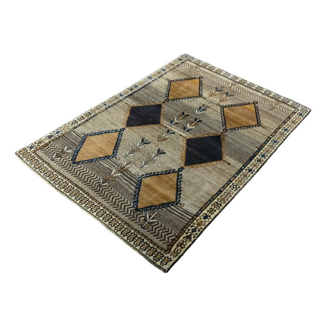 Vintage Hand-Knotted Wool Rug For Sale