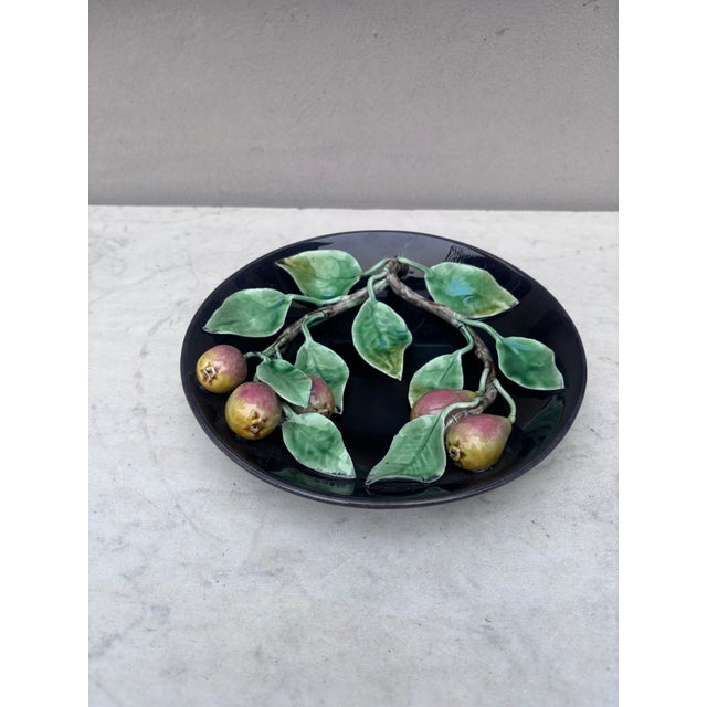 Portuguese Majolica pears platter signed , circa 1930.